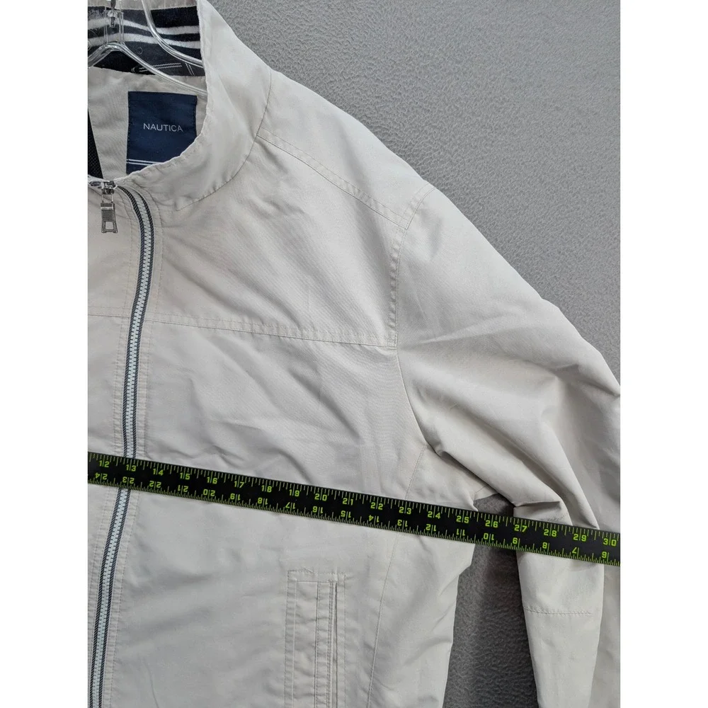 Nautica Harrington Full Zip Windbreaker Jacket Men's XXL Tan Packable Outdoor‎